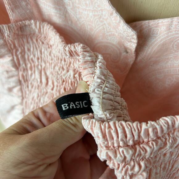 Zara Basics Pink Paisley Babydoll Dress S Button Down Flowy Style - Picture 8 of 8